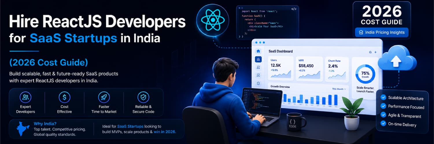 भारत में SaaS स्टार्टअप्स के लिए ReactJS डेवलपर्स हायर करें (2026 कॉस्ट गाइड)